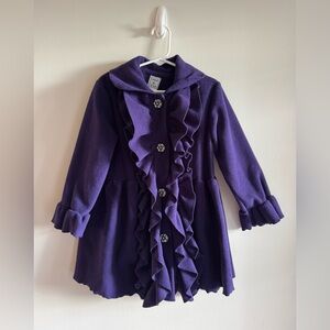 Mack & Co Fleece Ruffle Pea Coat-Girls Size 5
